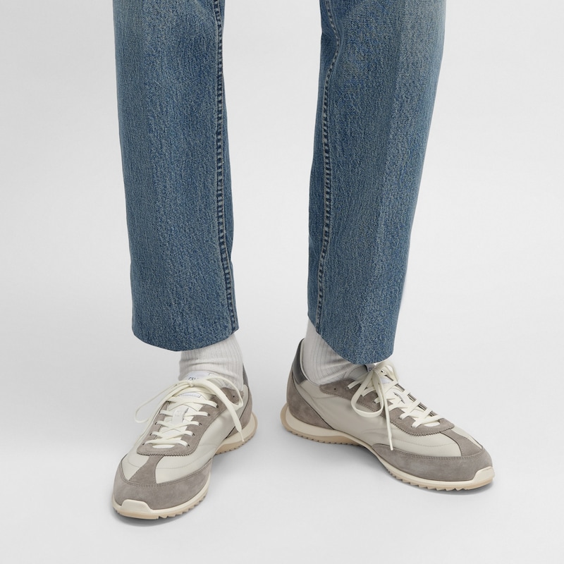 sneaker celine racer bassa con allacciatura e triomphe in nylon vitello scamosciato e vitello