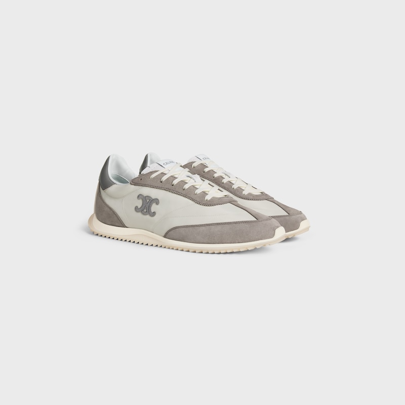 sneaker celine racer bassa con allacciatura e triomphe in nylon vitello scamosciato e vitello