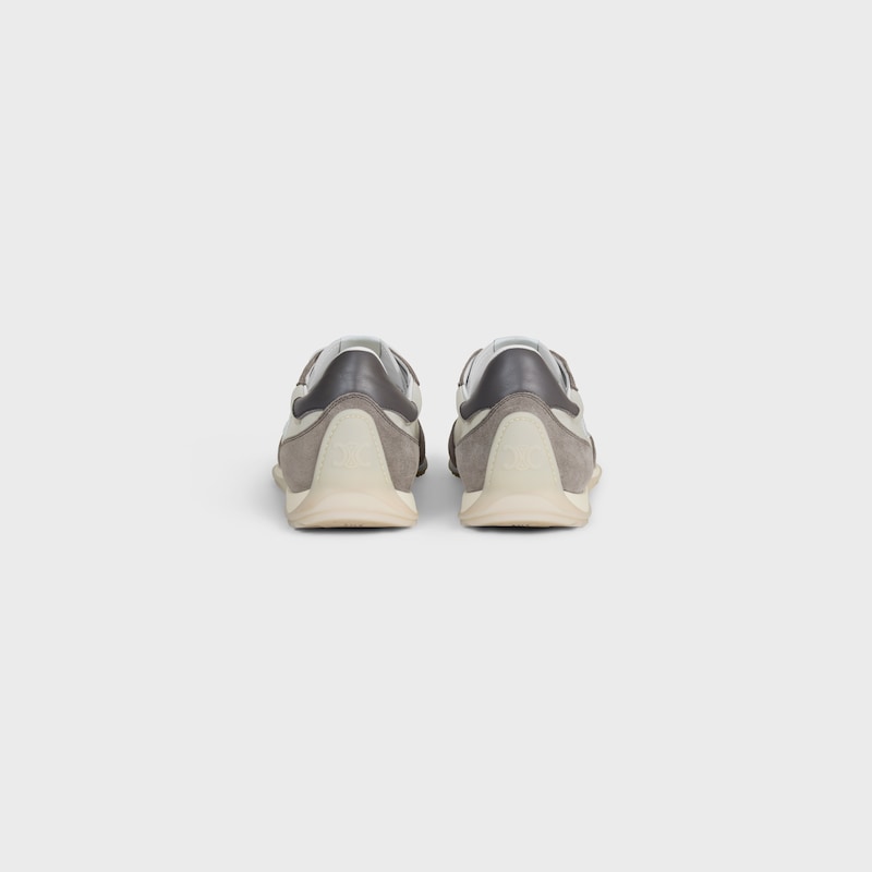 sneaker celine racer bassa con allacciatura e triomphe in nylon vitello scamosciato e vitello