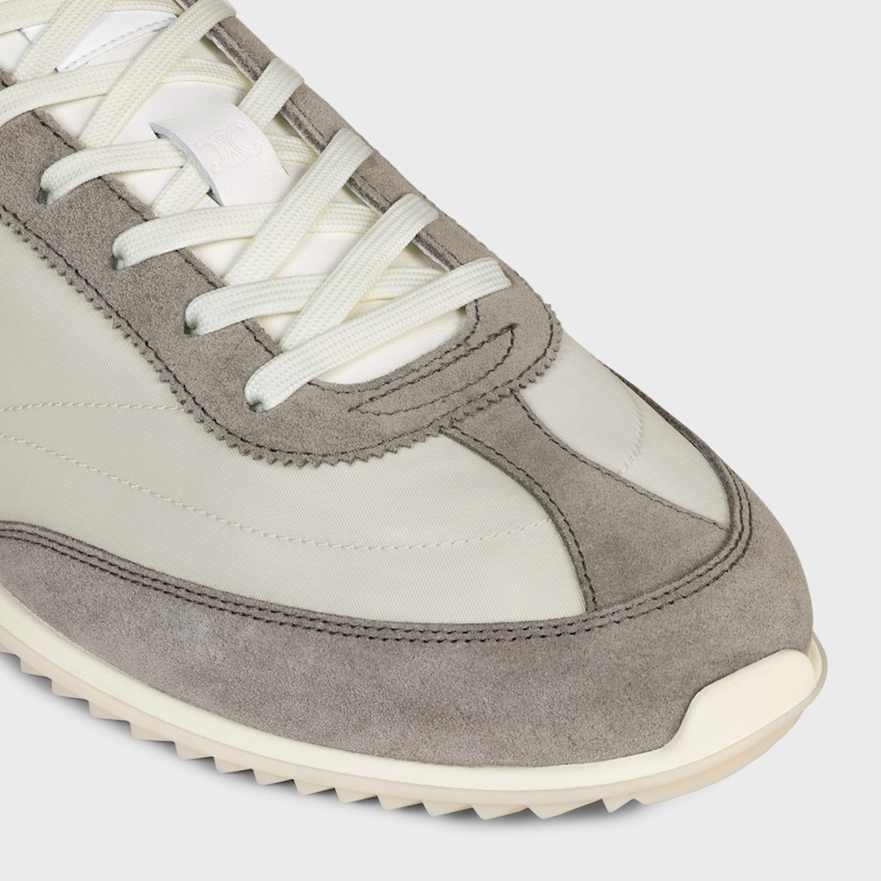 sneaker celine racer bassa con allacciatura e triomphe in nylon vitello scamosciato e vitello