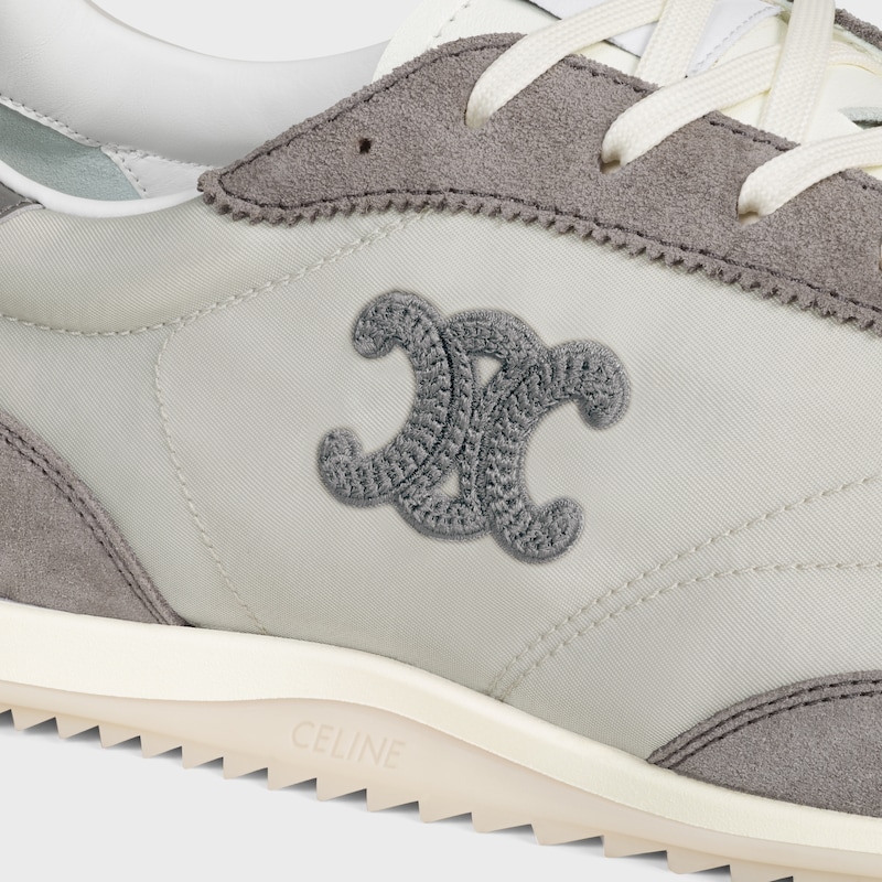 sneaker celine racer bassa con allacciatura e triomphe in nylon vitello scamosciato e vitello