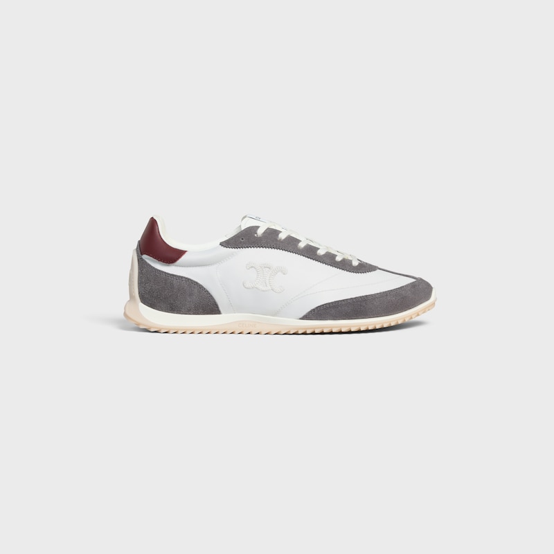 sneaker celine racer bassa con allacciatura e triomphe in nylon vitello scamosciato e vitello