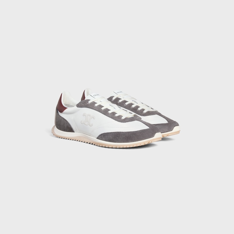 sneaker celine racer bassa con allacciatura e triomphe in nylon vitello scamosciato e vitello