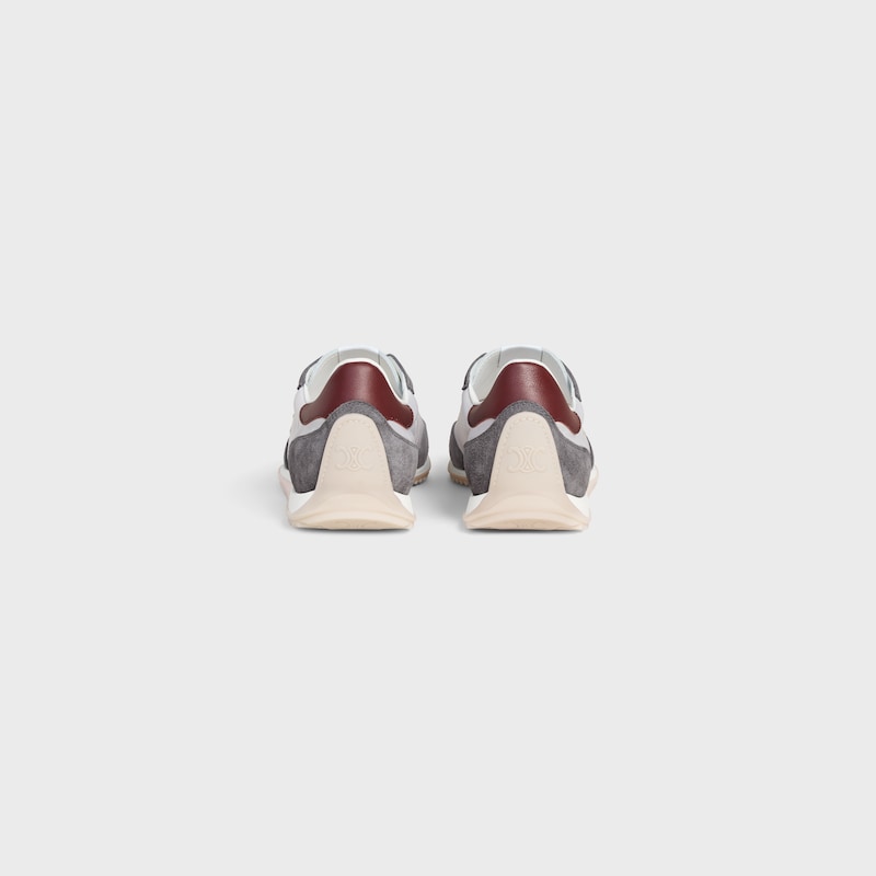 sneaker celine racer bassa con allacciatura e triomphe in nylon vitello scamosciato e vitello