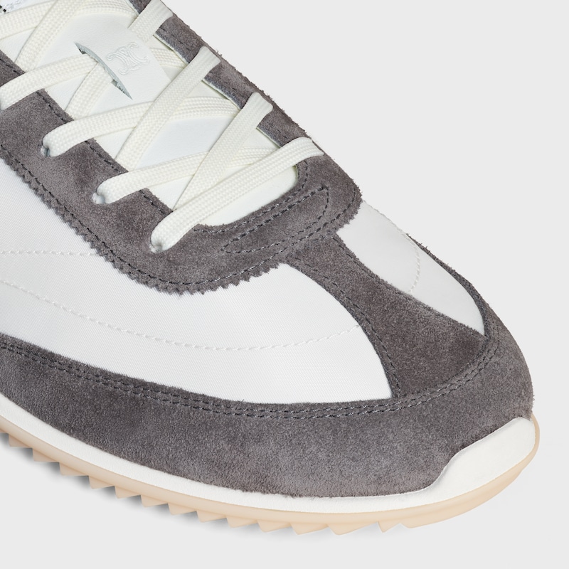 sneaker celine racer bassa con allacciatura e triomphe in nylon vitello scamosciato e vitello