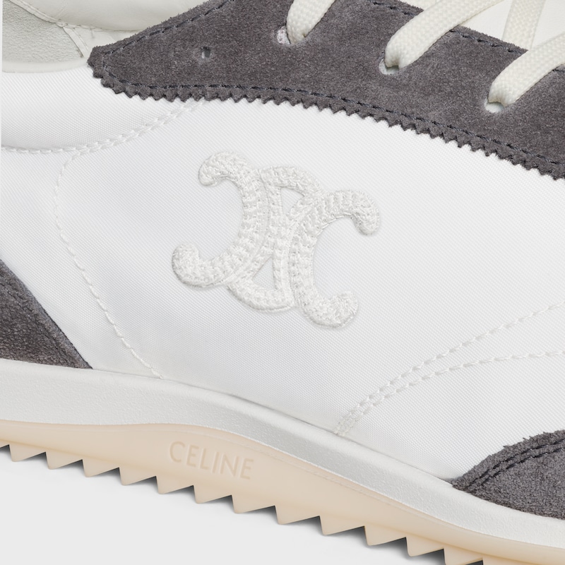 sneaker celine racer bassa con allacciatura e triomphe in nylon vitello scamosciato e vitello