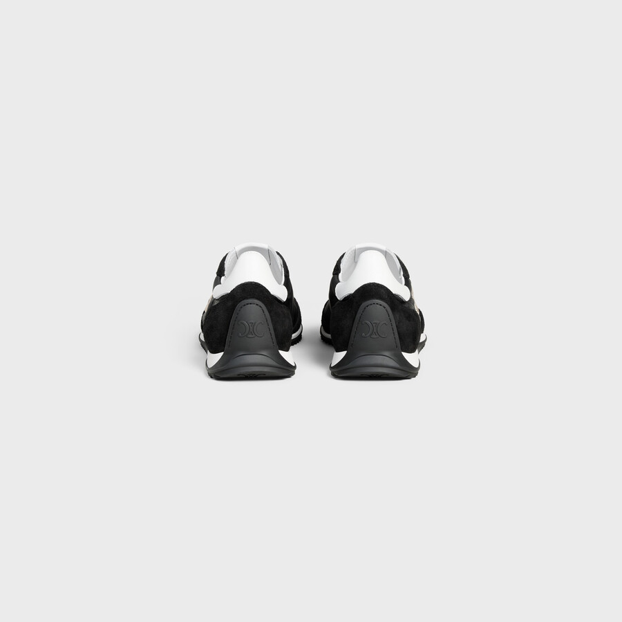 sneaker celine racer bassa con allacciatura e triomphe in nylon vitello scamosciato e vitello