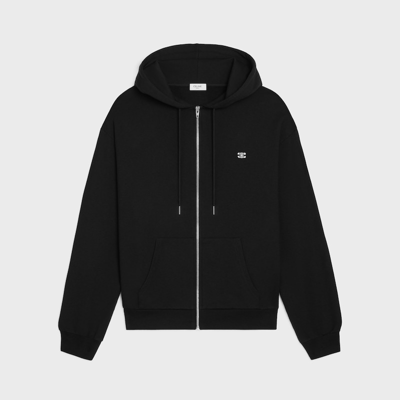felpa con cappuccio e zip larga triomphe in cashmere e cotone