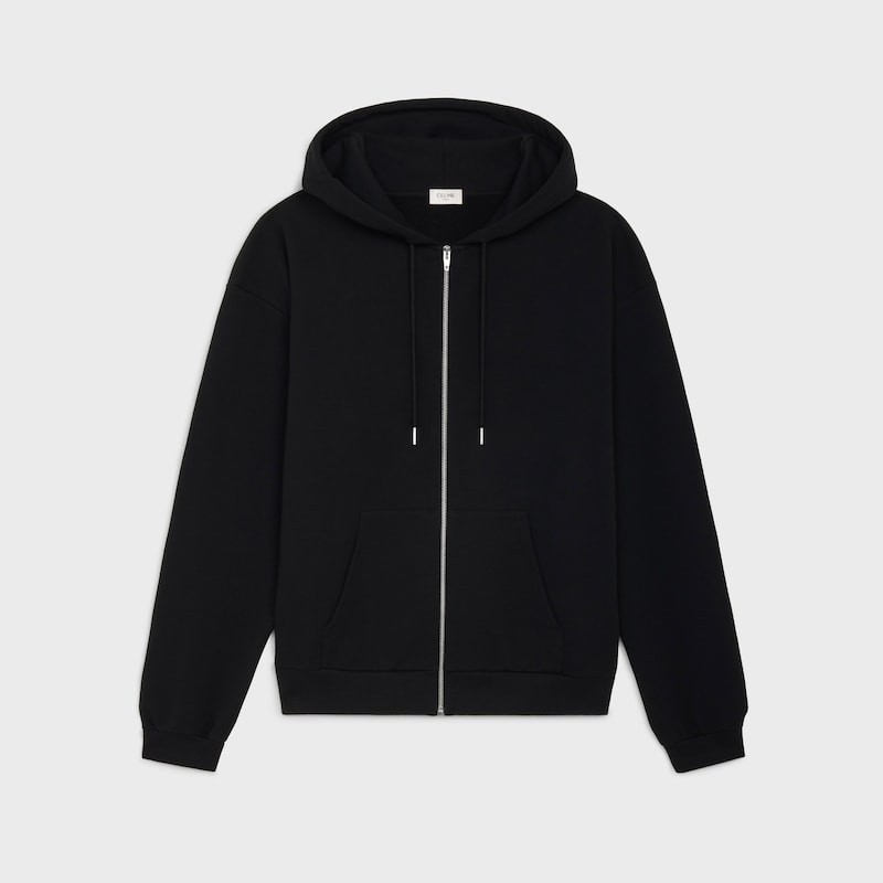 felpa con cappuccio e zip larga celine in pile di cotone