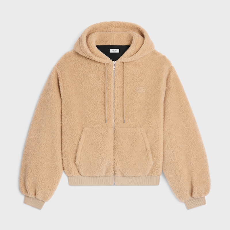 giacca con cappuccio in pile polare