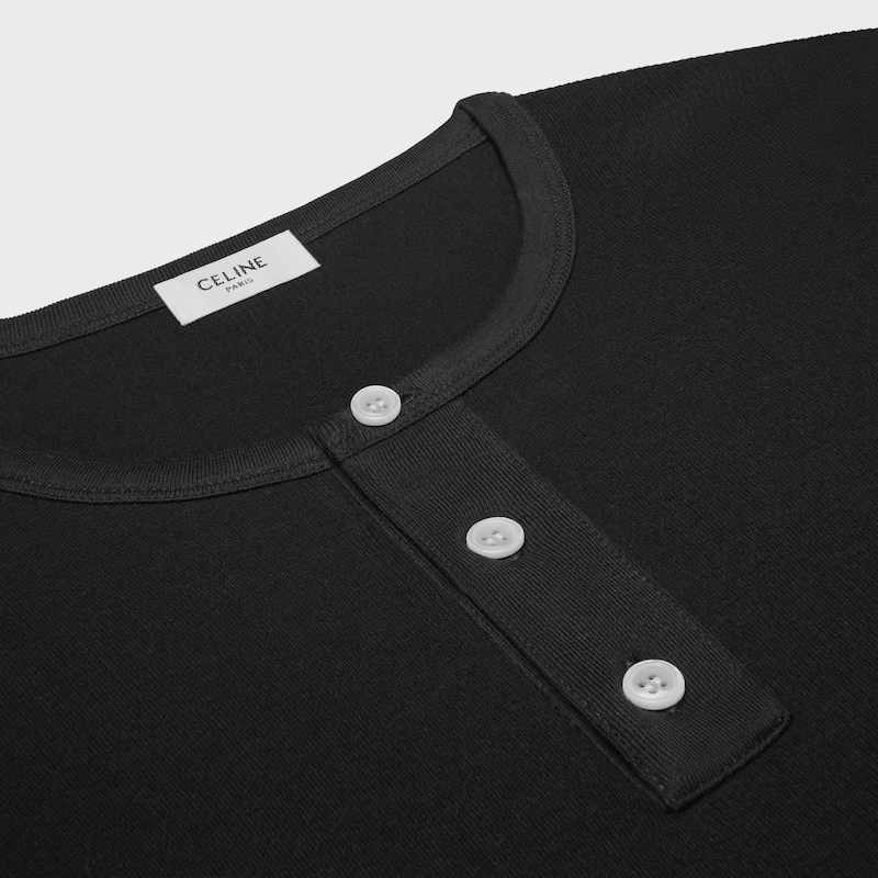 t-shirt a maniche lunghe in jersey di cotone a coste