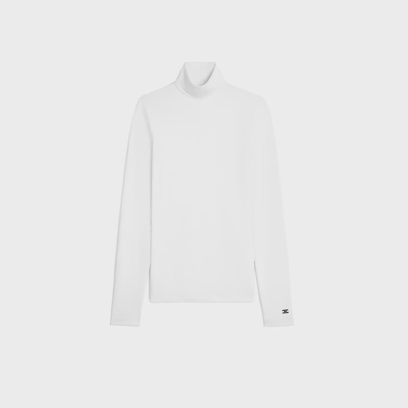 maglia a collo alto in jersey di cotone sportivo