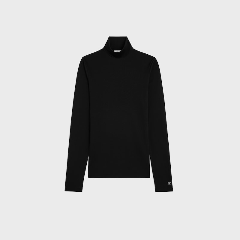 maglia a collo alto in jersey di cotone sportivo