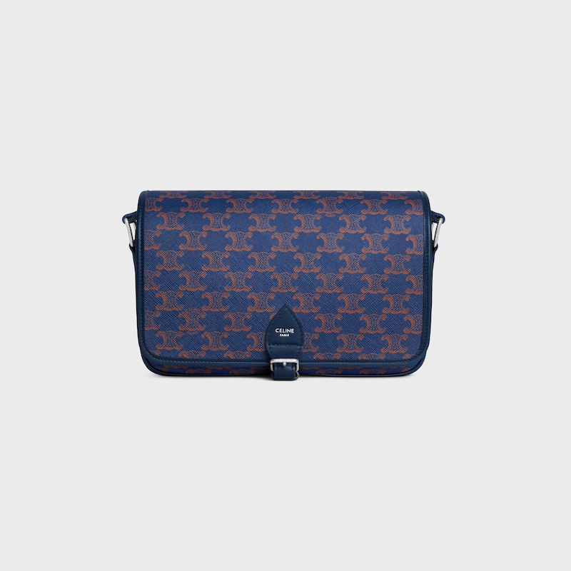 borsa folco messenger piccola in canvas triomphe e pelle di vitello