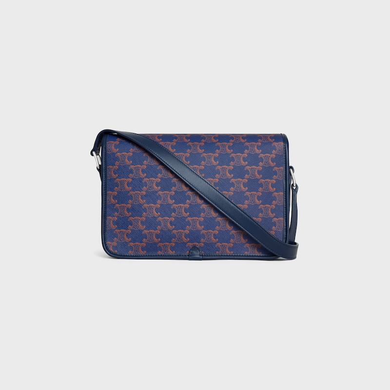 borsa folco messenger piccola in canvas triomphe e pelle di vitello