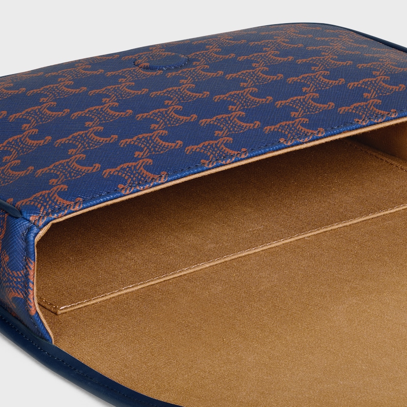 borsa folco messenger piccola in canvas triomphe e pelle di vitello