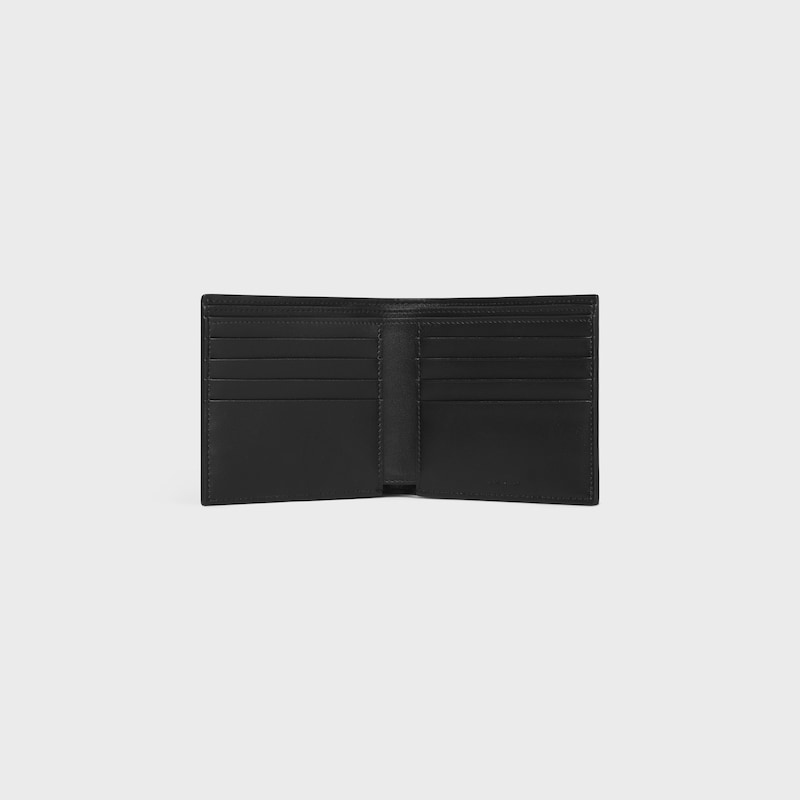 porta carte bi-fold in pelle di vitello con stampa trionfale