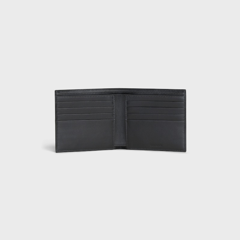 porta carte bi-fold in pelle di vitello martellata