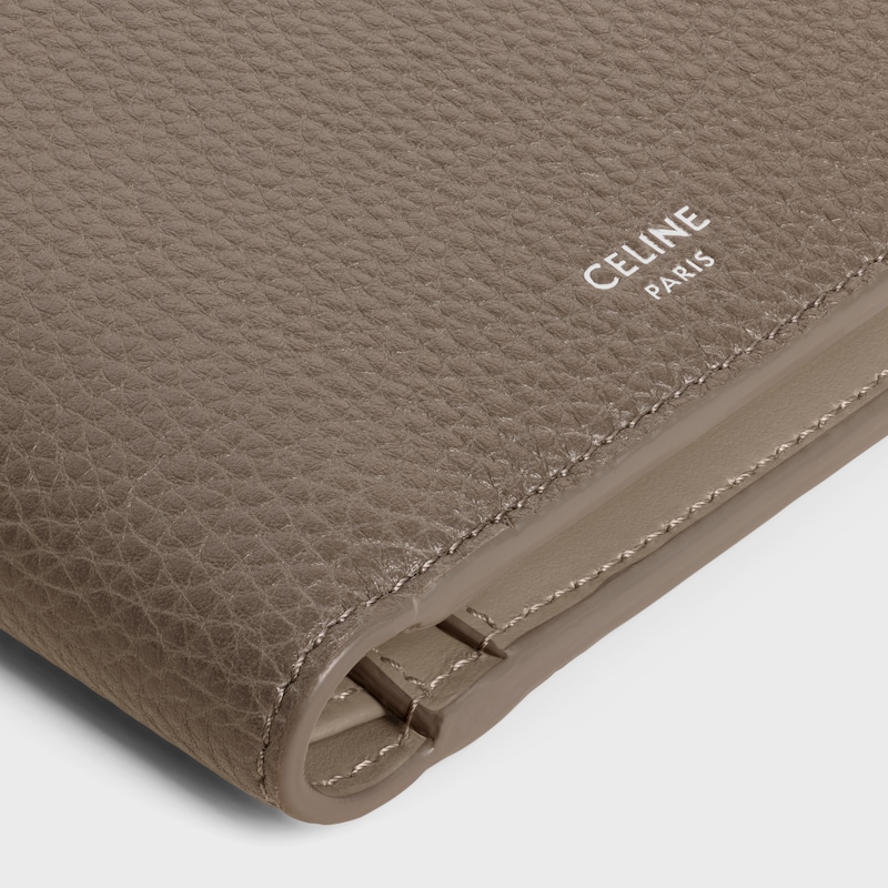 portafoglio bi-fold in pelle di vitello granata